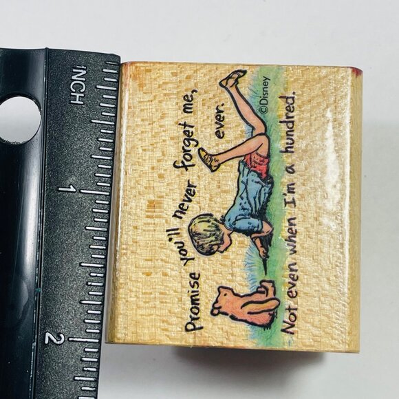 Vintage Winnie The Pooh Stamp Promise Youll Never Forget Me Disney Rubber Wood - Picture 7 of 8